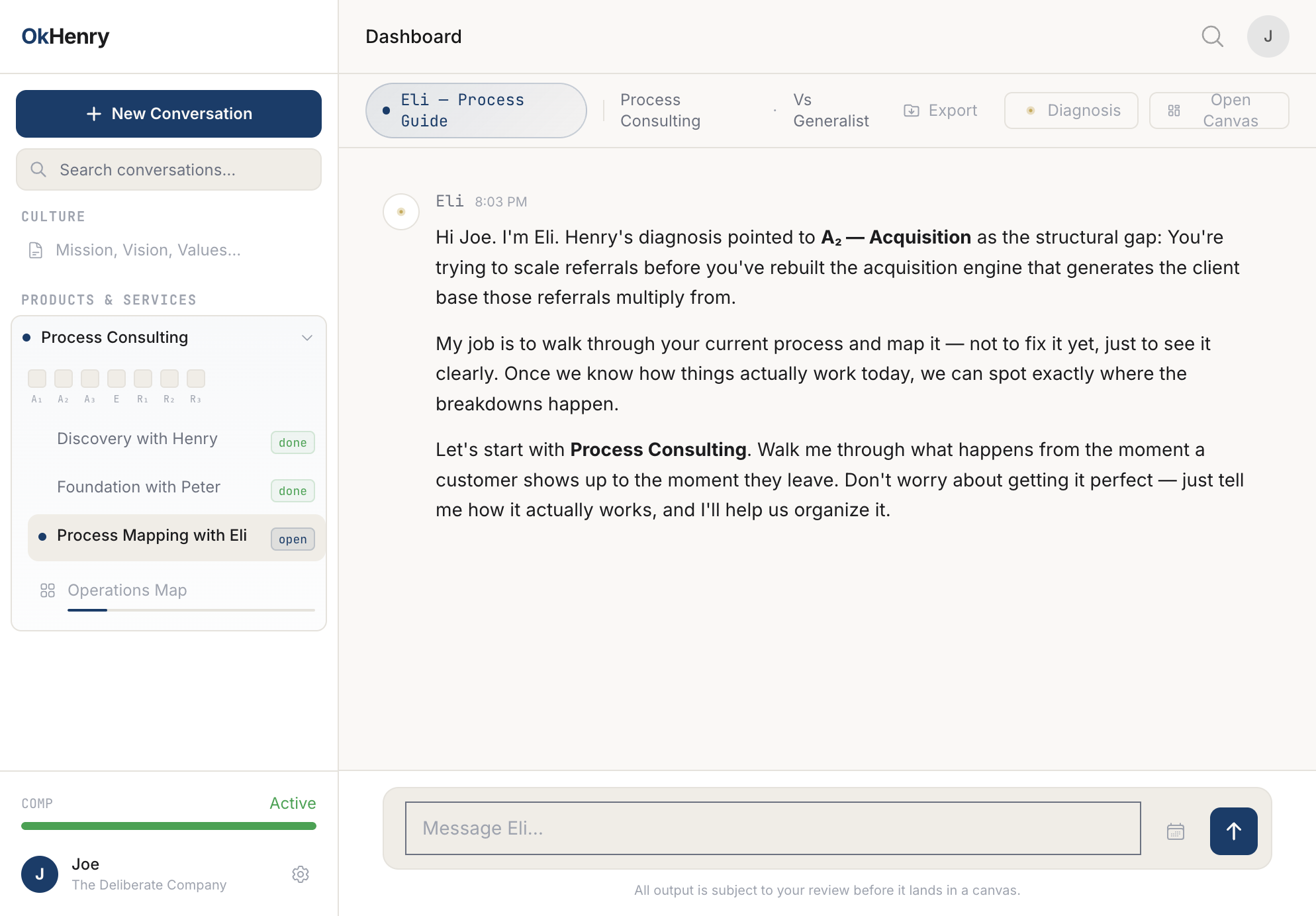 Agent design session with Eli the Process Guide